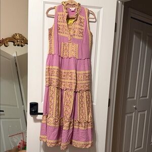 Lace Pink and Gold Embroidered Top